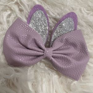 Glitter Bunny Ears Hair Bow ( Purple ) ( 5 inch)